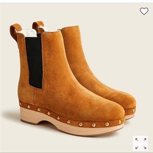 J. Crew Shoes J Crew Faux-Fur Lined Clog Boots In Suede